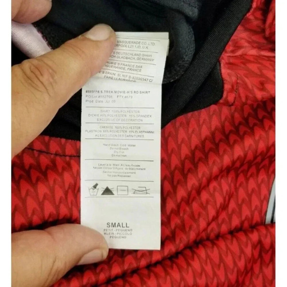 Rubies Small Star Trek Red Silver Chest Logo Scotty Long Sleeve Crew Neck Jersey - Picture 4 of 8